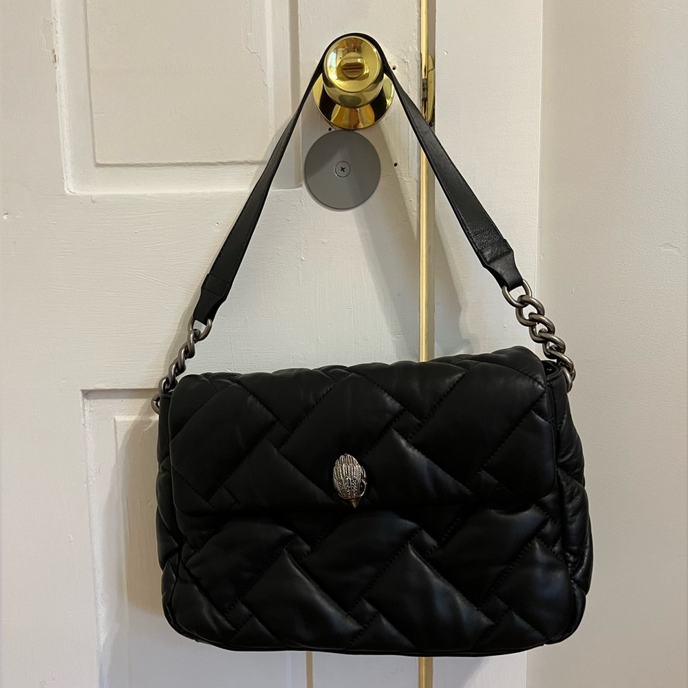 Kurt Geiger Large Black Leather Kensington Soft Shoulder Bag